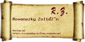 Rovenszky Zoltán névjegykártya